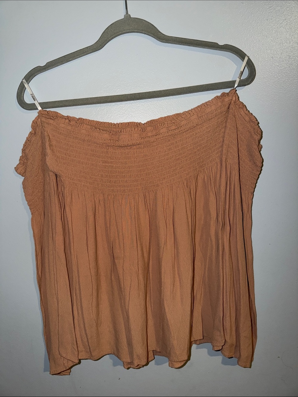Tan Top with Off the Shoulder Sleeves